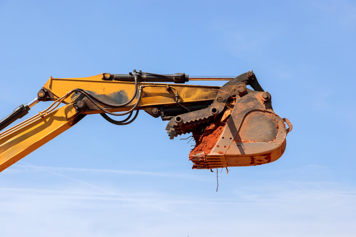 Excavator bucket during civil earthworks operations